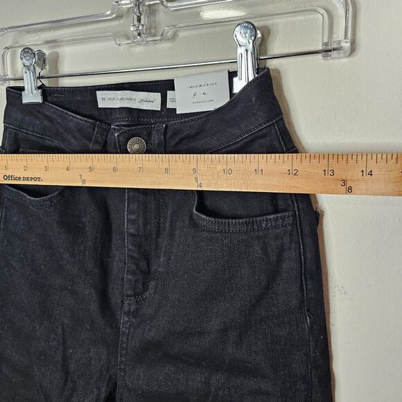 NWT Subdued Black Crop Flare Button Fly Raw Hem Front and Pocket White Flames 26 - Picture 8 of 12